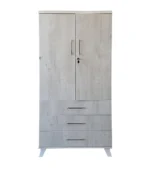 NZK-3002-W کمد دو درب 3 کشو مدل NZK-3005 رنگ طوسی طرح چوب