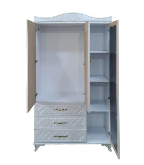 کمد 3 درب و کشو وکیوم مدل NZK-3007 رنگ سفید